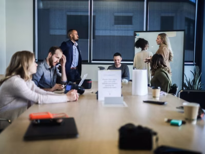 Local SEO team meeting planning local marketing strategy and search optimization